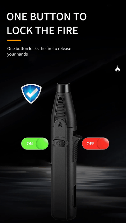 1300° Torch Lighter Featuring a Blue Flame And Safety Lock, a Bright Flame Lighter That Is Refillable with Butane Gas, Designed for Outdoor Use with Windproof Jet Flame, Comes in Gift Box Packaging, Ideal for Candles, Bbqs,