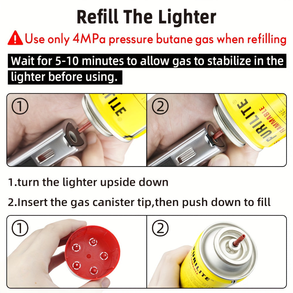 1300° Torch Lighter Featuring a Blue Flame And Safety Lock, a Bright Flame Lighter That Is Refillable with Butane Gas, Designed for Outdoor Use with Windproof Jet Flame, Comes in Gift Box Packaging, Ideal for Candles, Bbqs,