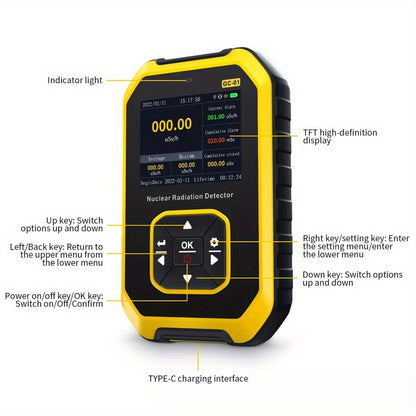 Geiger Counter Nuclear Radiation Detector Radiation Dosimeter With LCD Display, Portable Handheld Beta Gamma X-ray Radiation Monitor Meter, Perfect To Birthday Father'S Day Gift