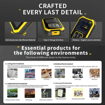 Geiger Counter Nuclear Radiation Detector Radiation Dosimeter With LCD Display, Portable Handheld Beta Gamma X-ray Radiation Monitor Meter, Perfect To Birthday Father'S Day Gift