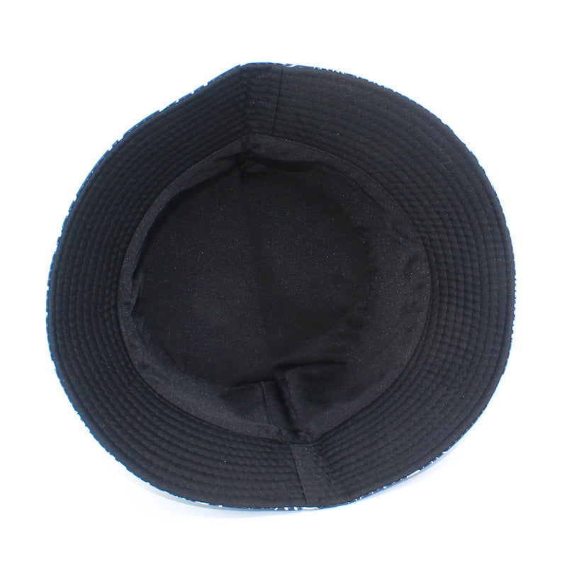Unisex Lightweight Fisherman Bucket Hat with Graffiti Letter Print - Adjustable Hat for Outdoor Travel, Beach & Casual Wear, Black & White, Beach Hat, Stylish, Urban Streetwear, Fabric Construction
