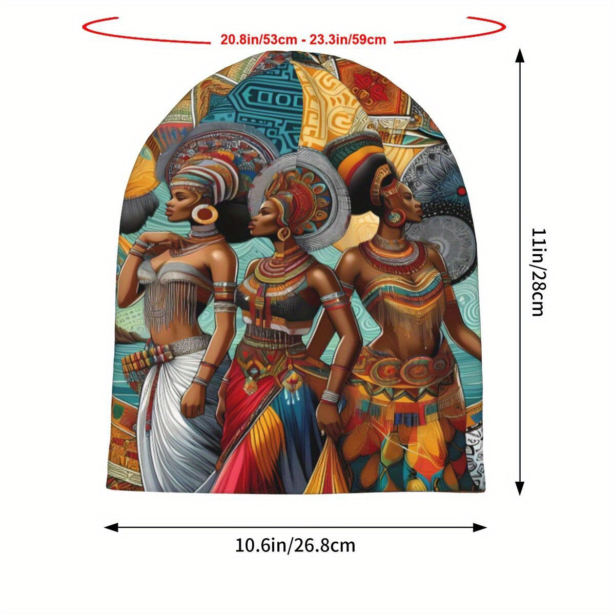 African Print Beanie Cap - Biihudu Brand Fashionable Knit Hat with Elastic Polyester Blend, No Brim, Lightweight Sports Cap Unisex Suitable for Men And Women.