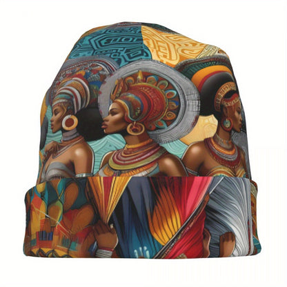 African Print Beanie Cap - Biihudu Brand Fashionable Knit Hat with Elastic Polyester Blend, No Brim, Lightweight Sports Cap Unisex Suitable for Men And Women.