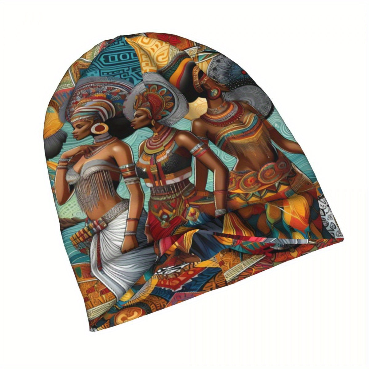 African Print Beanie Cap - Biihudu Brand Fashionable Knit Hat with Elastic Polyester Blend, No Brim, Lightweight Sports Cap Unisex Suitable for Men And Women.
