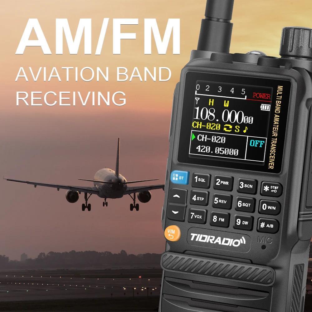 TIDRADIO TD-H3 Multi-Band Ham/GMRS Handheld Radio - Two Way Radios with USB-C Programming & Charging, Long Range with 2500mAh Battery and Air Band Long Antenna, One Key Frequency Match - For Outdoor Enthusiasts, Emergency Pre