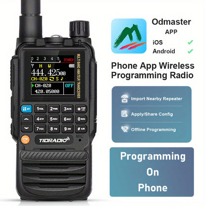 TIDRADIO TD-H3 Multi-Band Ham/GMRS Handheld Radio - Two Way Radios with USB-C Programming & Charging, Long Range with 2500mAh Battery and Air Band Long Antenna, One Key Frequency Match - For Outdoor Enthusiasts, Emergency Pre
