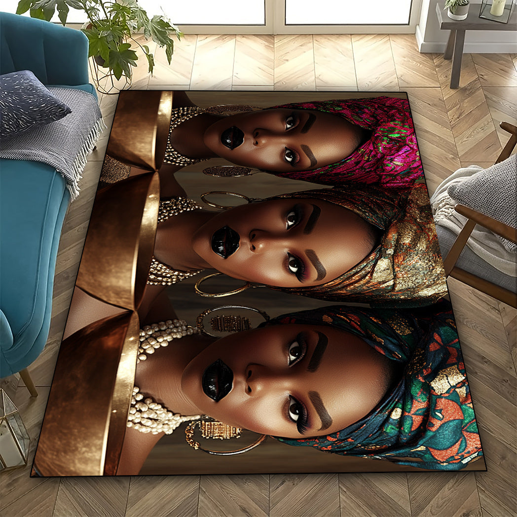 1pc African American Women Pattern Area Mat - Washable Polyester Fiber, Large Size for Living Room, Bedroom, Kitchen, Bathroom & Outdoor Decor, Stylish Home Accent, Halloween Decor | Artistic Area Mat | Machine Washable Mat,