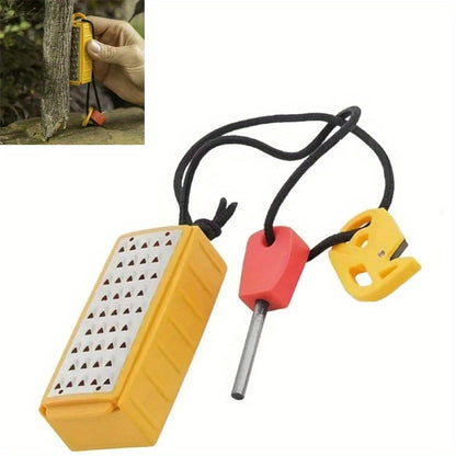 Portable Fire Starter Kit with Stainless Steel Grater - Durable Plastic, Ideal for Outdoor Survival & Camping