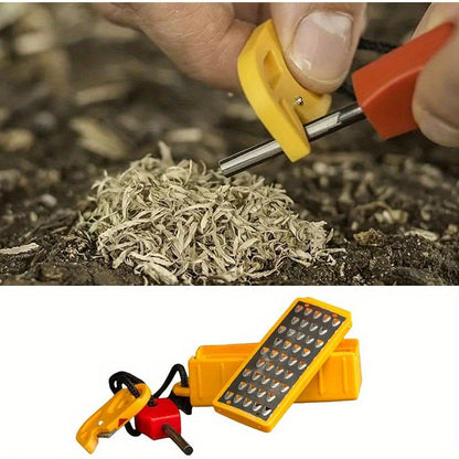 Portable Fire Starter Kit with Stainless Steel Grater - Durable Plastic, Ideal for Outdoor Survival & Camping