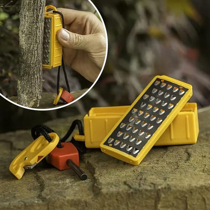 Portable Fire Starter Kit with Stainless Steel Grater - Durable Plastic, Ideal for Outdoor Survival & Camping