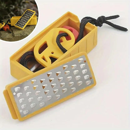 Portable Fire Starter Kit with Stainless Steel Grater - Durable Plastic, Ideal for Outdoor Survival & Camping