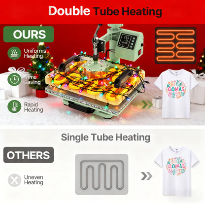 5/8 in 1 Heat Press Machine | 12x15/15x15 Inch Sublimation Heat Press, 360° Swing Away Digital T-Shirt Pressing, Includes 30OZ & 20OZ Tumbler Press, Multifunction Combo for Hat, Cap, Plate - SUTECK, Metal, 110V