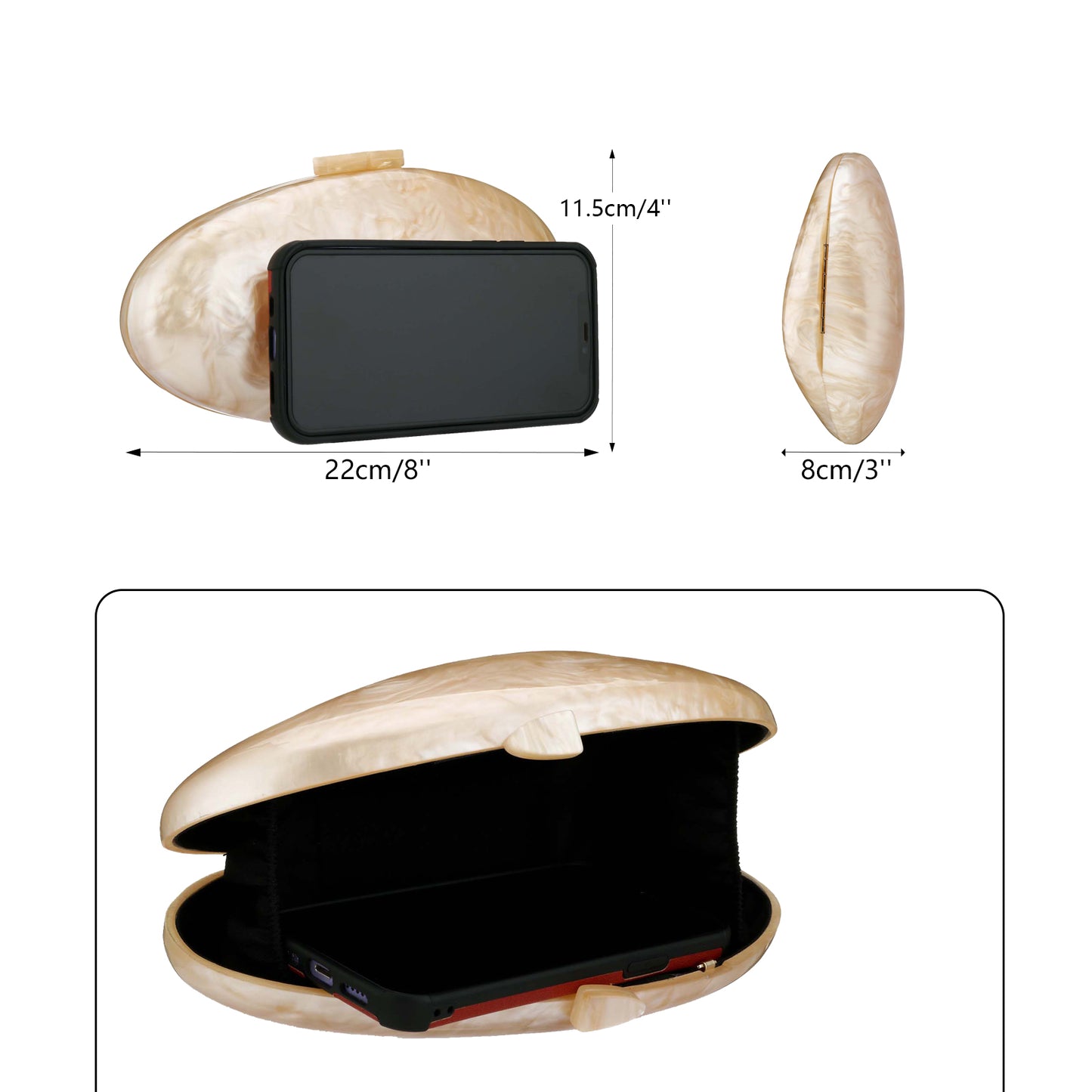 2025 New Acrylic Pearl Shell Bag For Women Shoulder Bag Ladies Fashion Wedding Banquet Evening Bag Bridal Handbag Clutch Purse
