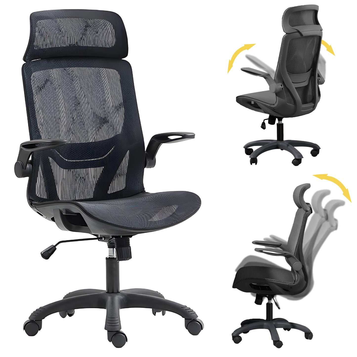 Ergonomic Executive Computer Chair High-Back Home Office Chair with Breathable Nylon Mesh Lift Chair Swivel Chair