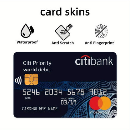 4-Pack Citibank Credit Card Decals, Thickened Matte Finish, Removable Self-Adhesive for Men and Women, Scratch and Stain Resistant, Simple Style PVC Material, Non-Woven