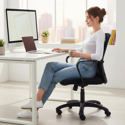Ergonomic Executive Computer Chair High-Back Home Office Chair with Breathable Nylon Mesh Lift Chair Swivel Chair