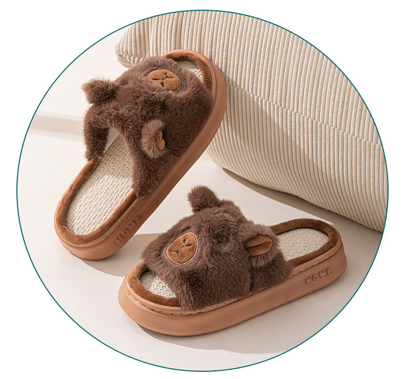 Hemp Cartoon Women's Slippers Home Flats Casual Spring Summer Luxury Designer Woman Shoes Fashion Indoor Platform Slides Soft