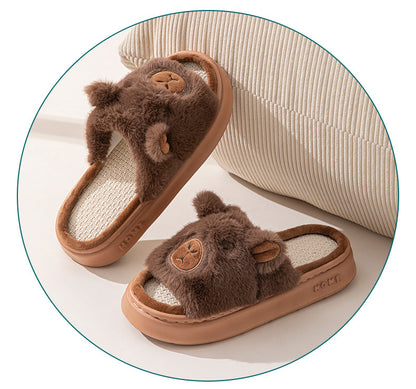 Hemp Cartoon Women's Slippers Home Flats Casual Spring Summer Luxury Designer Woman Shoes Fashion Indoor Platform Slides Soft