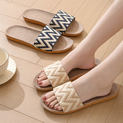 Hemp Casual Women's Slippers Home Flats Spring Summer Luxury Designer Woman Shoes Fashion Indoor Slides Ladies Soft sole Elegant
