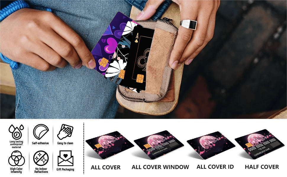 4pcs Waterproof PVC Card Skins - Funny "I'M RICH BIYOTCH" Golden Card Design Stickers | Scratch-Resistant, Non-Slip Glossy-like for Credit/Debit Cards & Keychains | Ultra-Thin Durable Disposable VIP-Style Protectors (Matte Vi