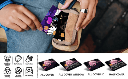 4pcs Waterproof PVC Card Skins - Funny "I'M RICH BIYOTCH" Golden Card Design Stickers | Scratch-Resistant, Non-Slip Glossy-like for Credit/Debit Cards & Keychains | Ultra-Thin Durable Disposable VIP-Style Protectors (Matte Vi