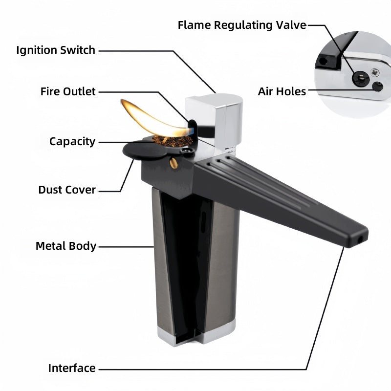 Buy One Get Four Free: 4-pack: 2-in-1 Retro Folding Pipe Lighter, Metal Portable Soft Flame Inflatable Lighter, One-piece Oblique Spray Butane Gas Lighter, Adjustable Flame, Gift for Boyfriend (excluding Butane Gas)