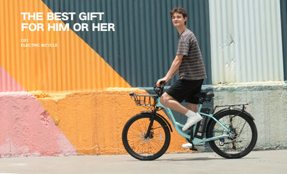 24-inch Wheels, 20-26MPH Commuter, LCD Display, 7 Speed Shift Adult Electric Bicycle, 350-500w Powerful Motor, 36V 10.4A Lithium Battery, Aluminum Alloy Body, Front Fork Shock Absorber, Headlights, Night Driving Protection, B