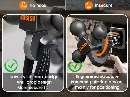 Trailer Hitch Tri-Ball Mount With Hook Contain Secure Self-Lock Latch, Hitch Ball Size 1-7/8", 2" And 2-5/16", Fit 2 Inch Hitch Receiver, Tow Hitch With Double Anti-Theft Pins Locks