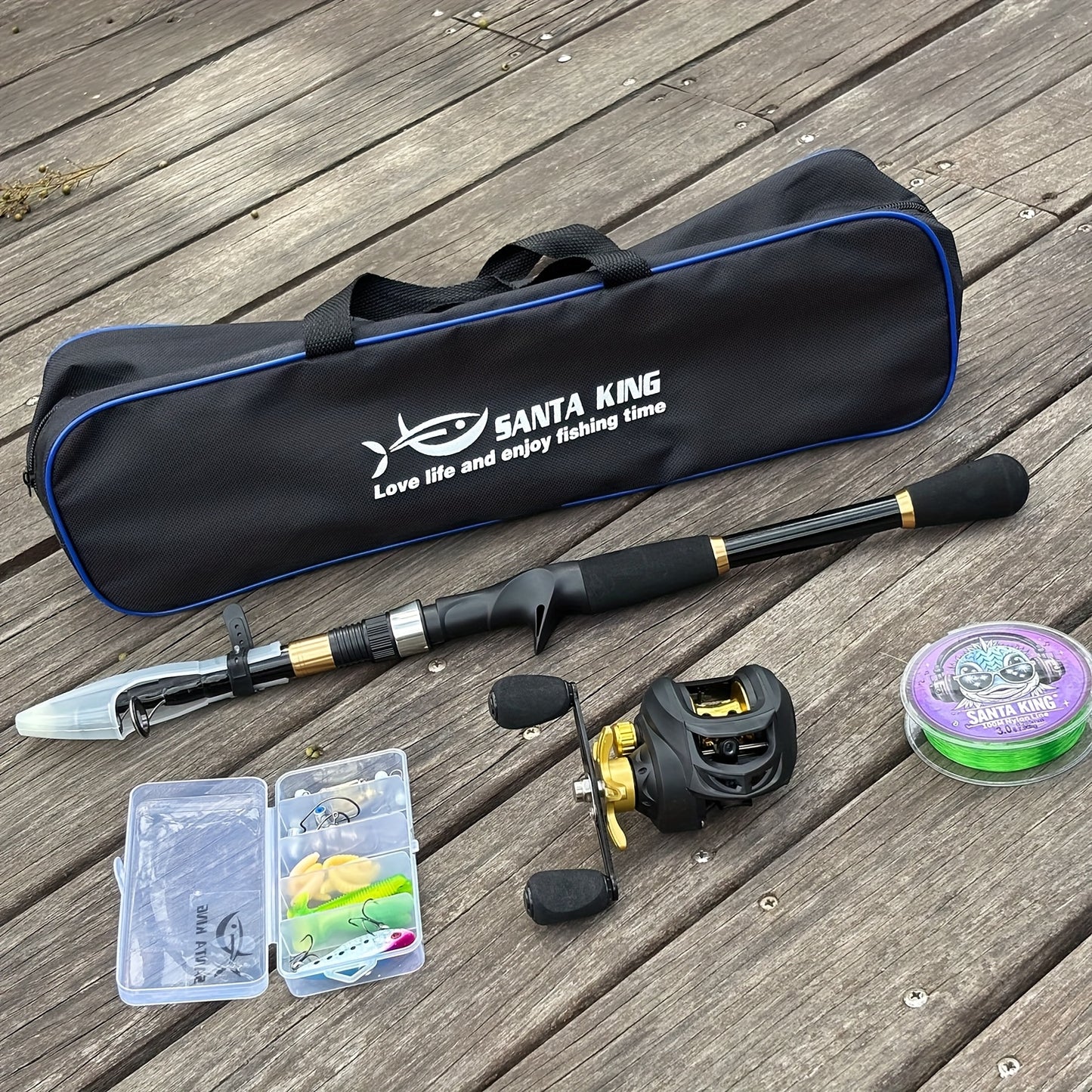 Portable Fishing Rod Kit- Casting Telescopic Fishing Rod, Metal Spool 7.2:1 Speed Ratio Baitcasting Reel, Fishing Tackle Bag, 3937.01inch Green Nylon Line, A Box Of Lure Hooks Accessories. Suitable for Outdoor Fishing Freshwa