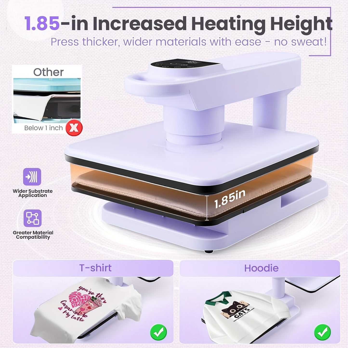 15x15 Inch Swivel Auto Heat Press Machine, 360° Swing Away Smart T-Shirt Printing W/Auto Press & Auto Release & Auto-Off, 7 Adjustable Pressures & 1.85" Higher Heating Height for HTV, Dual-tube Heatinbg, Sublimation, Heat Tr