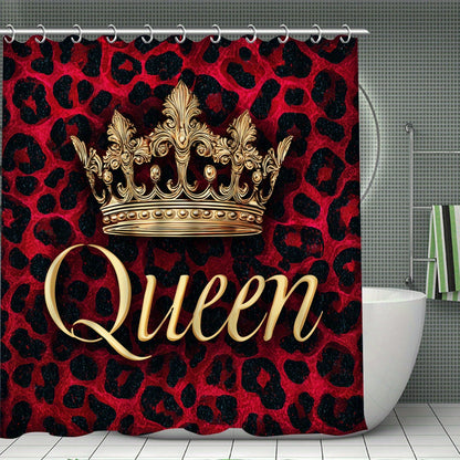 4pcs Queen Crown Shower Curtain Set, Bathroom Partition Curtain, Home Decor, Modern Home Curtain Decoration Housewarming Gift, Shower Curtain Toilet Mat Bathroom Mat 4pcs Set, Bathroom Supplies, Shower Curtain Set with 12 Fre