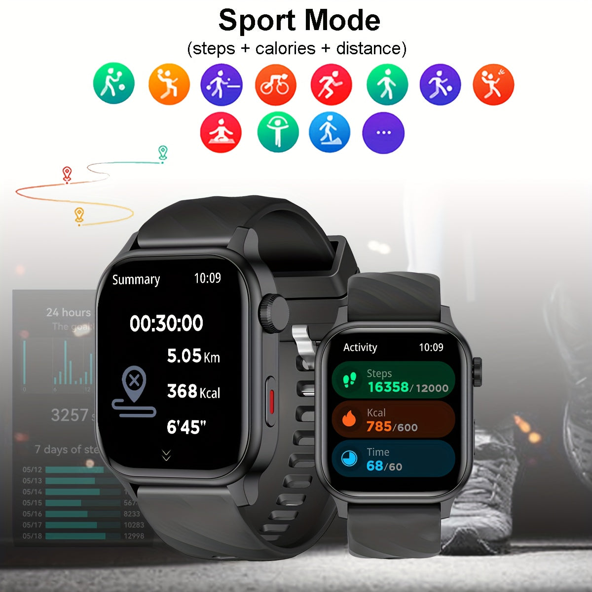 New Stylish Smartwatch, GPS Watch, 2.01-inch Large Screen, Battery, High Quality, Multiple Dials, Wireless Calling and Text Reminders, 100+ Sports Modes, Suitable for Men's and Women's Fitness Tracking Watch | Modern Smartwat