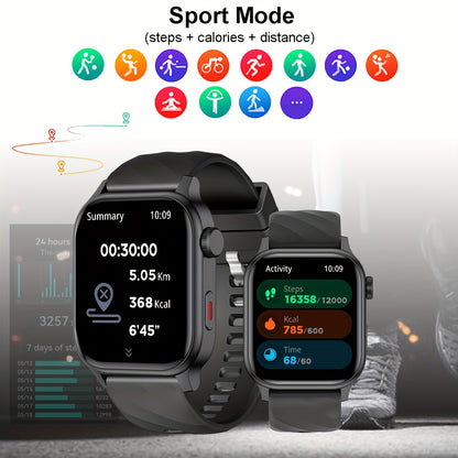 New Stylish Smartwatch, GPS Watch, 2.01-inch Large Screen, Battery, High Quality, Multiple Dials, Wireless Calling and Text Reminders, 100+ Sports Modes, Suitable for Men's and Women's Fitness Tracking Watch | Modern Smartwat