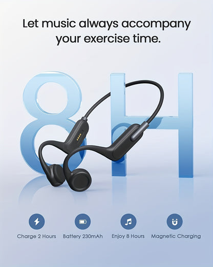 Wireless IPX8 High Quality Open-Ear Bone Conduction Wireless Headphones with 32GB Memory, Suitable for Running, Swimming, Diving, and Outdoor Sports, Comfortable to Wear Without Hearing Damage