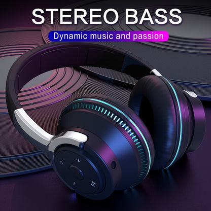 Wireless Headphones, Portable Over Ear Headphones 24 Hours Playtime, With Mic, Clear Calls, FM Radio, Soft-Earpads, LED Light, Support TF Card Play And 3.5MM AUX Cable Wired Connection, Foldable For Travel Home Office Cellpho