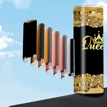 1pc 20oz Queen Pattern Vacuum Insulated Stainless Steel Tumbler | Portable with Lid, Ideal for Home and Travel, Hand Wash Only, 304 Stainless Steel