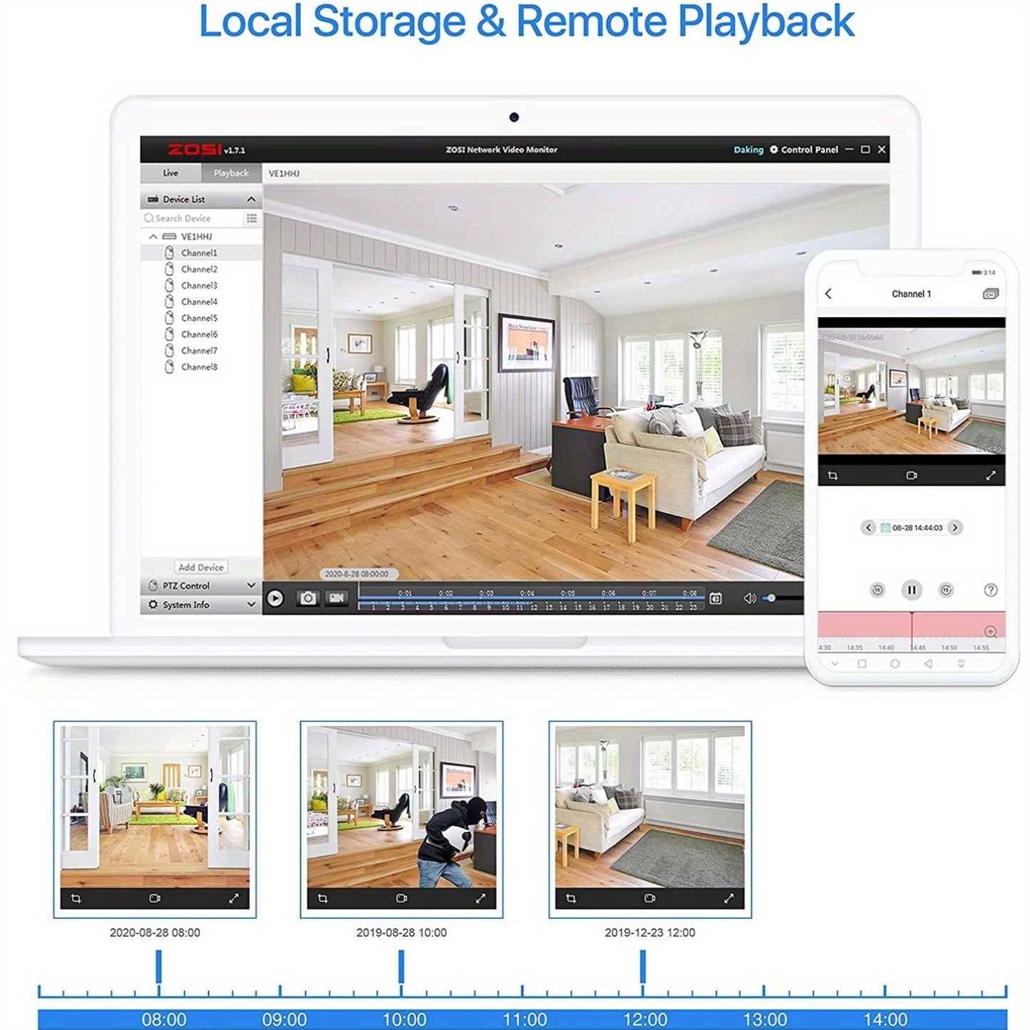 ZOSI 8 x 1080P 1920TVL Surveillance Cameras Indoor Outdoor & 8CH 2MP Security Camera System with AI Human/Vehicle Detection, Person Vehicle Detection, Night Vision, Remote Access, Pre-installed 2TB Hard Drive, Property Protec