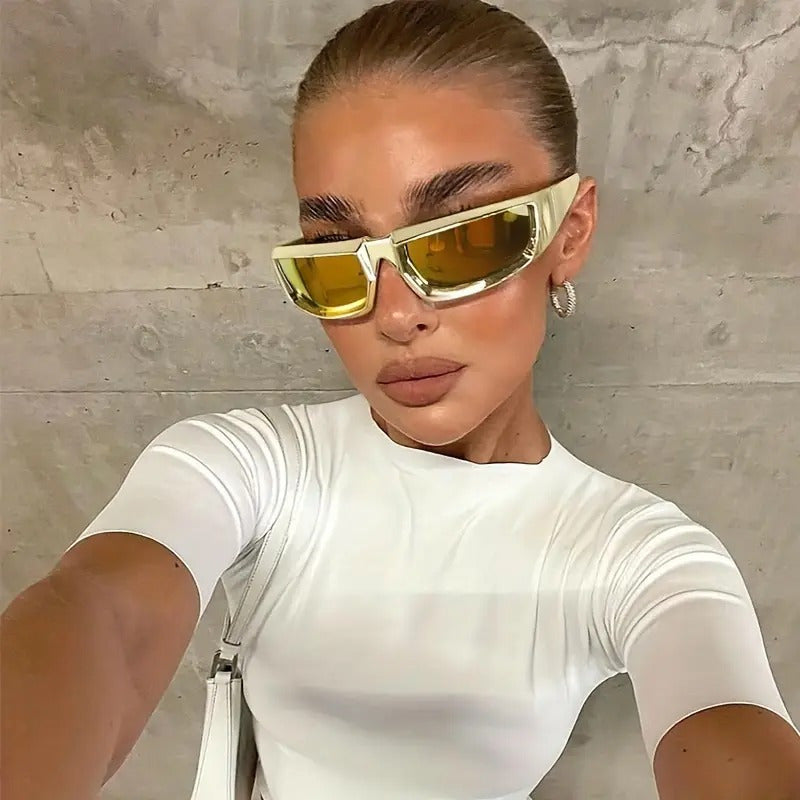 Y2k Fashion Glasses New Sports Glasses Silvery Mirror Women's Glasses