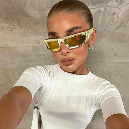 Y2k Fashion Glasses New Sports Glasses Silvery Mirror Women's Glasses