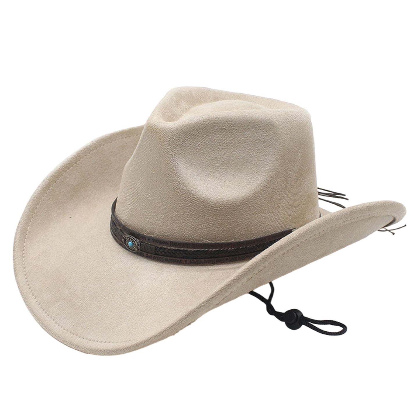Women Men Western Hat Stylish Decorative Belt Felt Cowgirl Hat Wide Brim Jazz Cap | Ideal for Daily Life and Party, Suede Material, Dry Clean Only