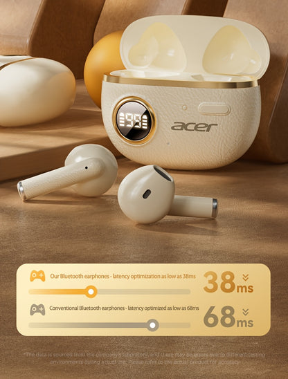[Acer] 2025 new model back-to-school season TWS Wireless Headset Heavy Bass Stereo + Talking Noise Cancellation Ultra Long Lasting Sports Running In-Ear Low Latency Gaming Mode HIFI Audio Lightweight Touch Design Stylish Desi