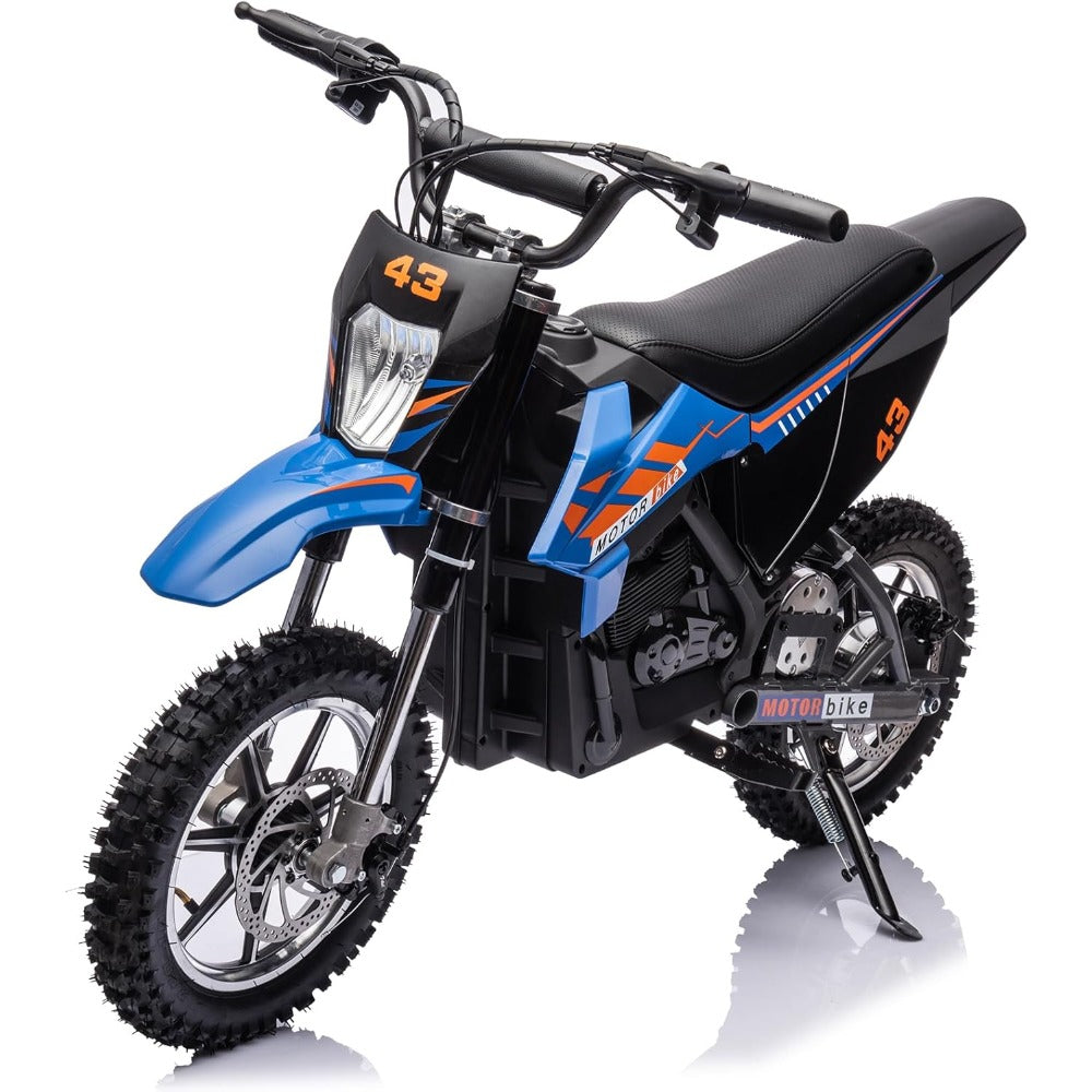 36V Electric Dirt Bike for Kids 13-16 Years, 15.5 MPH High-Speed Off-Road Motorcycle with 350W/500W Motor (Brushless/Brushed), 175 lbs Capacity, All-Terrain ATV-Like Bike, Front/Rear Brakes & LED (-)