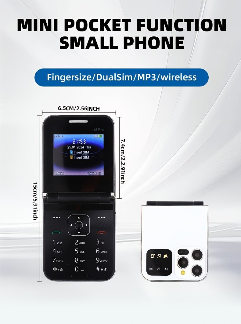 Dual-Sim Flip Phone | Retro Design With 2G Network, 1350Mah Battery, Multifunctional Features Including Entertainment, Tools, File Management, Audio Player, Fm Radio, Camera, Contact Management - Yue Cui I15Pro