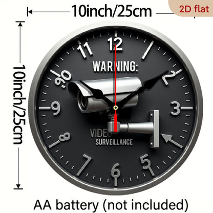 Single Piece 9.8-Inch Modern Minimalist Silent Non-Ticking Wooden Wall Clock with Built-In Security Camera - 24-Hour Monitoring, Battery-Powered (AA Batteries Not Included) - Home/Office/Studio Decor, Easy-to-Read Face & Hand