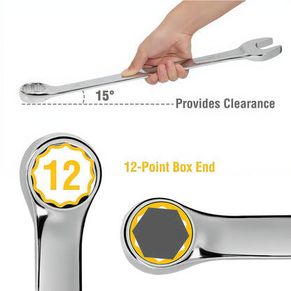 [Dual-Use Wrench Set] 10pcs Dual-Use Wrench Set, Metric and Standard Sizes, Ergonomic Grip for Daily Life Needs, Suitable for Car, Bicycle, Motorcycle, and Sailboat Maintenance, Metal Material, Mechanical Operation, No Batter