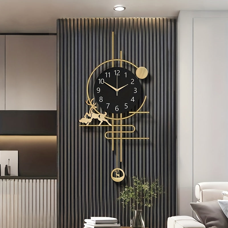 30x14 Inch Large Silent Wall Clock - Quartz Movement, No Ticking, Japanese Quartz Movement, Decorative Metal Art Design, Ideal for Living Room, Bedroom, Office, and Home Decor, Bedroom Wall Clock|Modern Wall Clock|Quartz Move