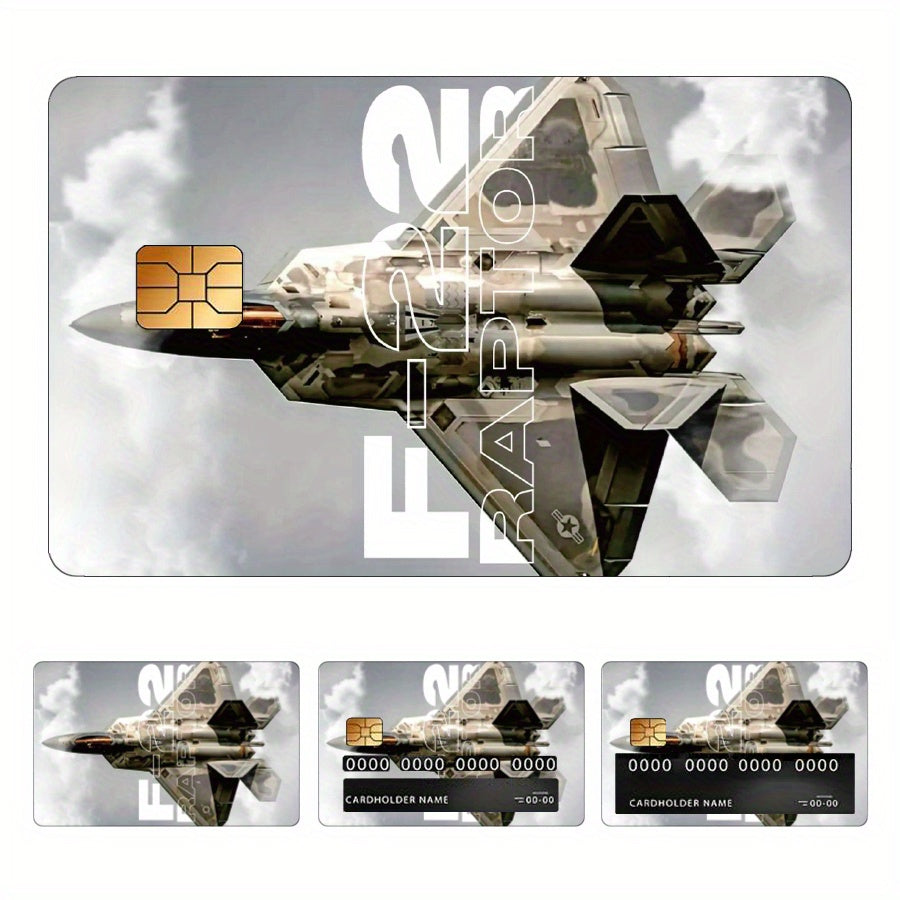Fighter Jet Pattern Stickers, A Powerful Tool of Technology, Includes 4 Unique Designs, Durable Privacy Stickers Made with PVC Material, Suitable for Credit Cards, Transportation Cards, Debit Cards, Keys, and More Uses, Prote