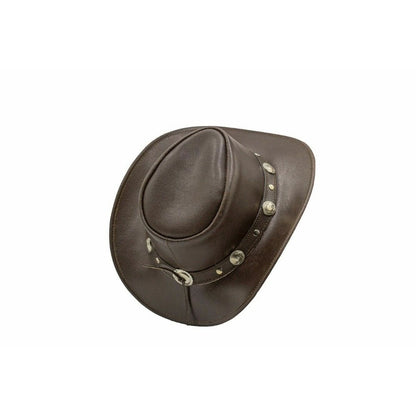 Men and Women Brown Genuine Leather Cowboy Western Hat – Classic Western Hat for Outdoor Adventures, Rodeo, Ranch, Country, Hiking, Travel, Festivals, Camping, Road Trips, Horse Riding, Costume & Halloween Parties – Styli