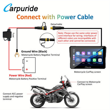 Carpuride W702 Wireless Carplay & Android Auto Screen for Motorcycle, 7 Inch IPS Touch Screen, Dual B-T, Built-in EQ, Car GPS, Voice Control, Siri, G00gle Assistant, IP67 Waterproofing, Navigation GPS, Easy to Install,