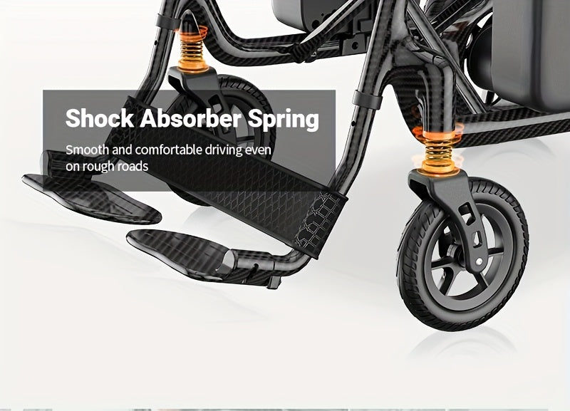 100% Carbon Fiber Electric Wheelchair 28lbs Ultra-Light Foldable No Assembly Required Dual Batteries 28-Mile Range All-Terrain Capable And FAA Approved